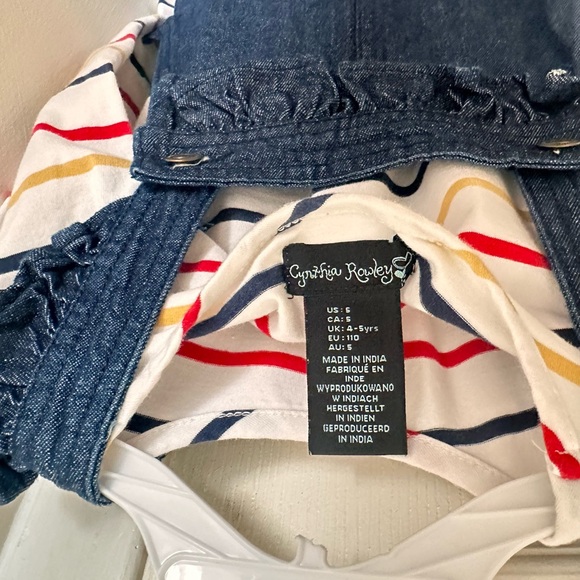 Striped Shirt with Denim Pinafore Dress - Picture 3 of 3